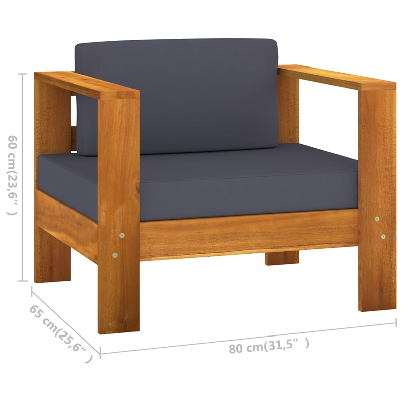 vidaXL 7 Piece Solid Acacia Wood Lounge Set in Gray