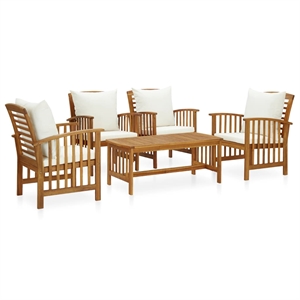 vidaXL 5 Piece Solid Acacia Wood Medium Garden Lounge Set in Natural