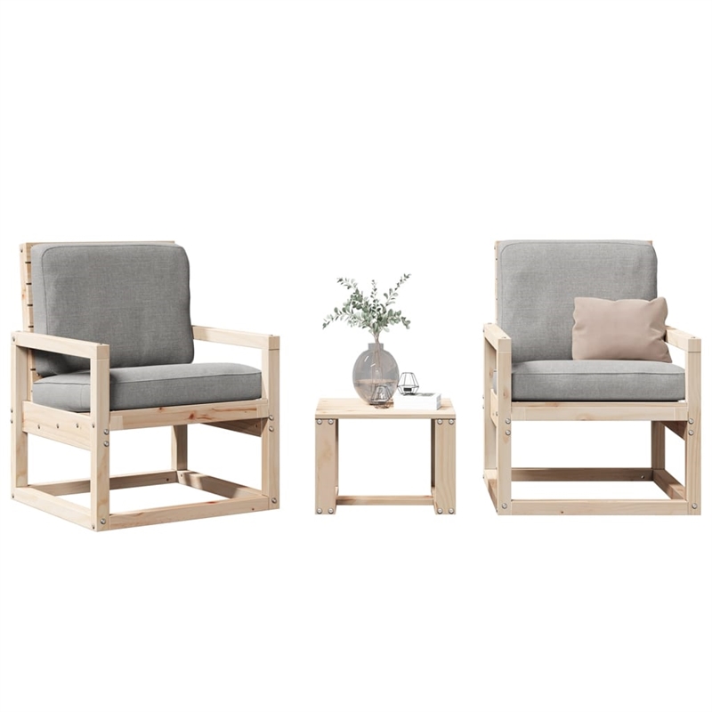 vidaXL 3 Piece Wood Medium Garden Lounge Set
