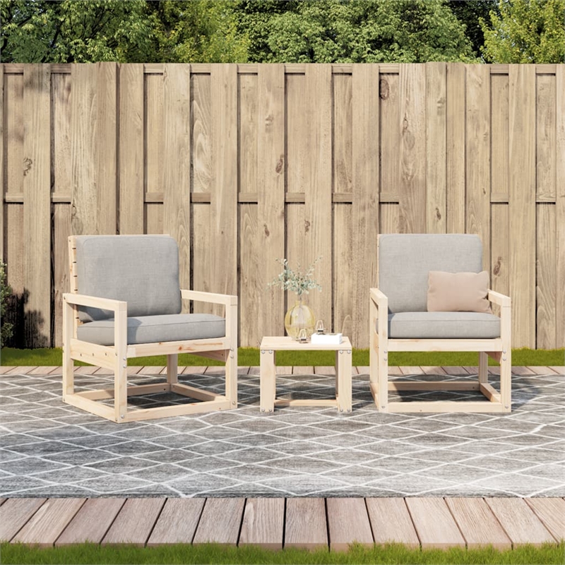 vidaXL 3 Piece Wood Medium Garden Lounge Set