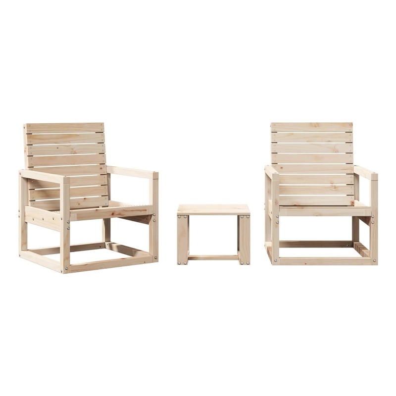 vidaXL 3 Piece Wood Medium Garden Lounge Set