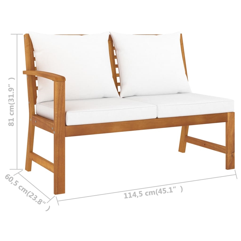 vidaXL 9 Piece Solid Acacia Wood Large Furniture Set in Cream