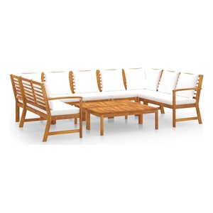 vidaXL 9 Piece Solid Acacia Wood Large Furniture Set in Cream