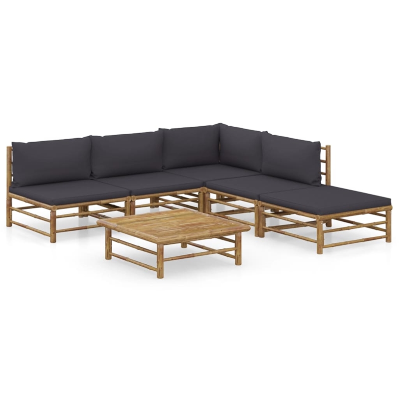 vidaXL 6 Piece Bamboo Garden Lounge Set in Gray