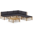 vidaXL 6 Piece Bamboo Garden Lounge Set in Gray