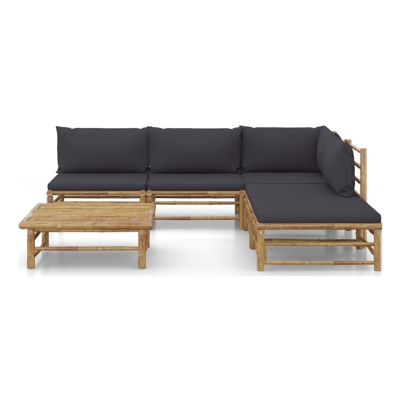 vidaXL 6 Piece Bamboo Garden Lounge Set in Gray