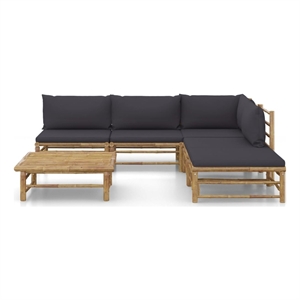 vidaXL 6 Piece Bamboo Garden Lounge Set in Gray