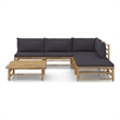 vidaXL 6 Piece Bamboo Garden Lounge Set in Gray