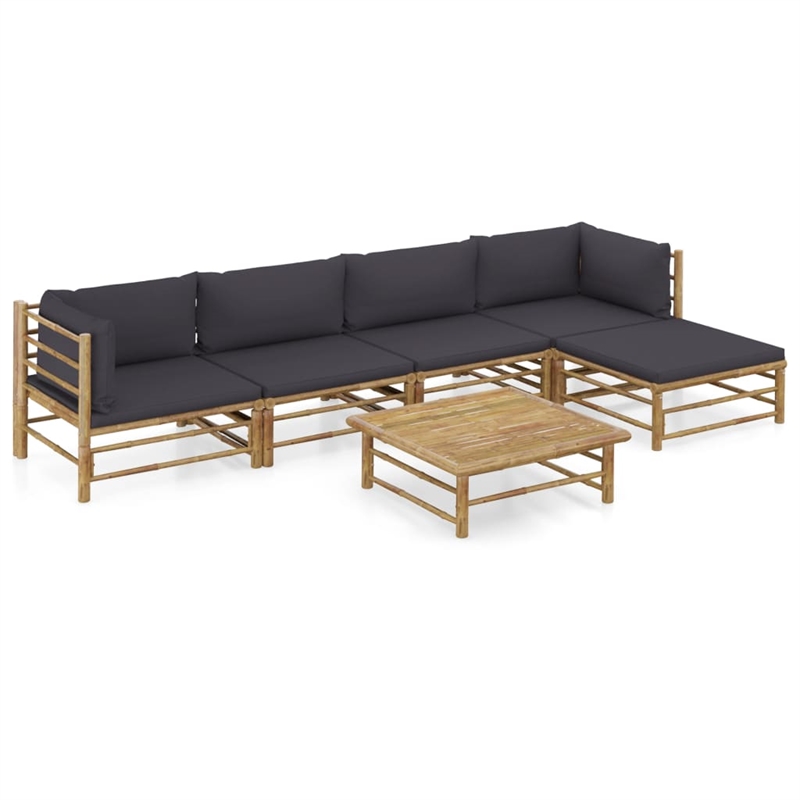 vidaXL Bamboo Medium Garden Lounge Set in Gray