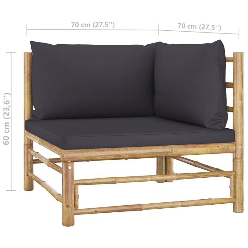 vidaXL Bamboo Medium Garden Lounge Set in Gray