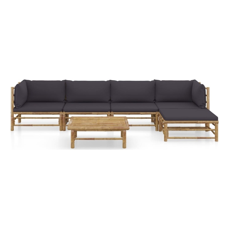vidaXL Bamboo Medium Garden Lounge Set in Gray