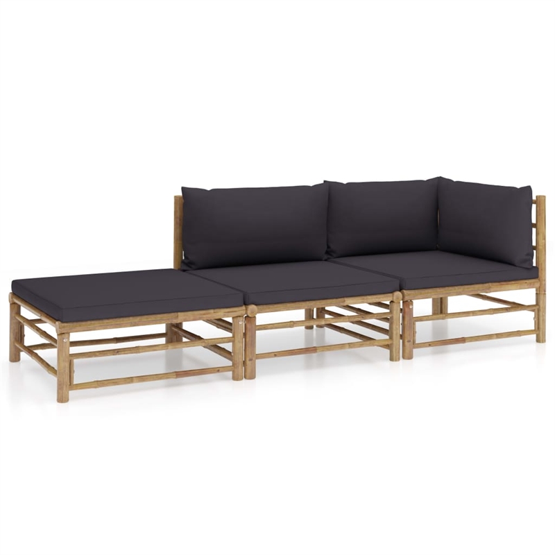 vidaXL Bamboo Medium Garden Lounge Set in Gray