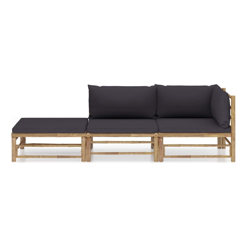 vidaXL Bamboo Medium Garden Lounge Set in Gray