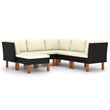 vidaXL Garden Lounge Set in Black/White/Cream