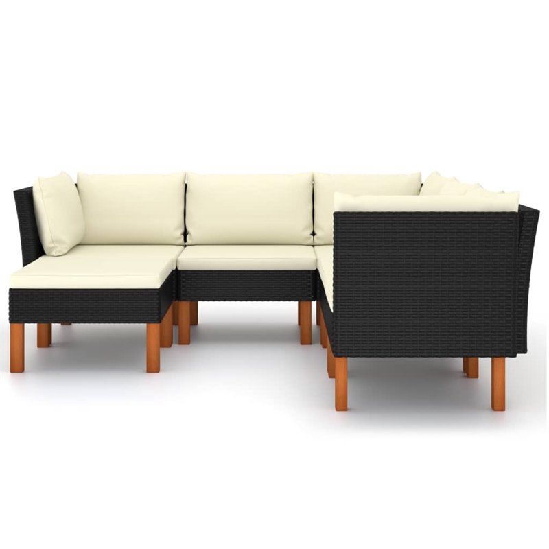 vidaXL Garden Lounge Set in Black/White/Cream