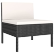 vidaXL 6 Piece Poly Rattan Garden Furniture Set in Black/White/Cream