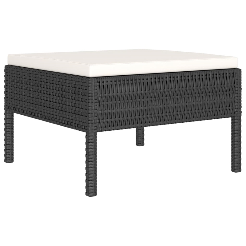 vidaXL 6 Piece Poly Rattan Garden Furniture Set in Black/White/Cream