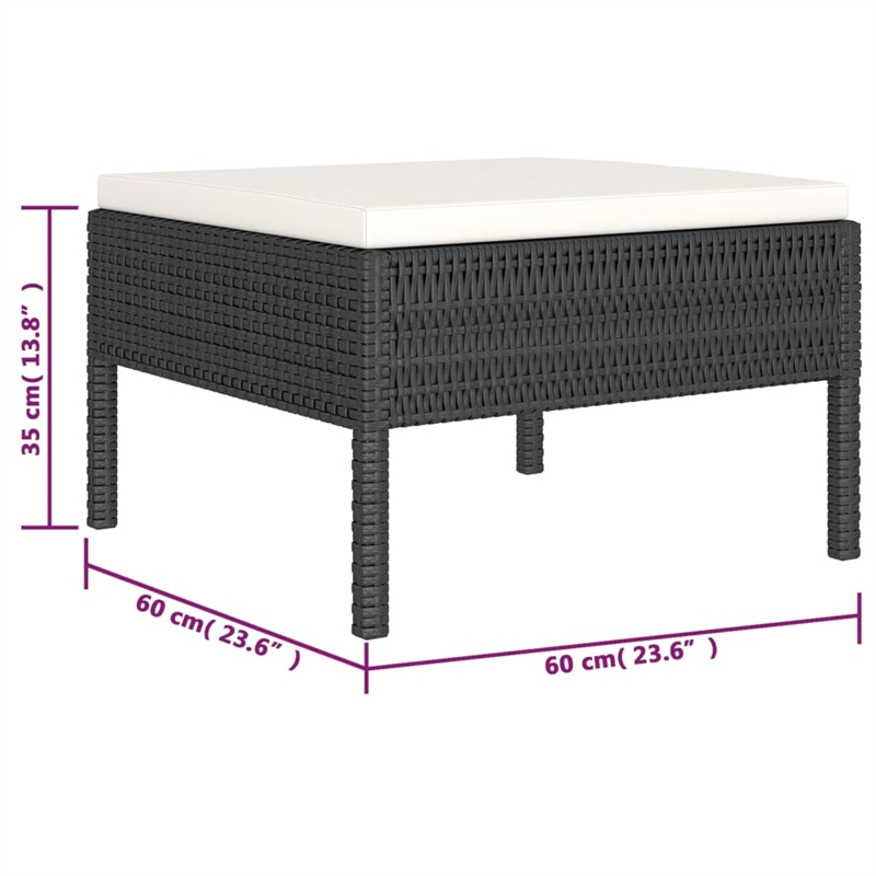 vidaXL 6 Piece Poly Rattan Garden Furniture Set in Black/White/Cream
