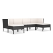 vidaXL 6 Piece Poly Rattan Garden Furniture Set in Black/White/Cream