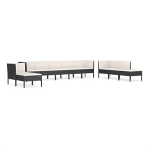 vidaXL 10 Piece Steel Garden Furniture Set in Black/White/Cream