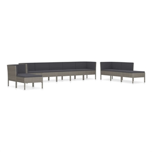 vidaXL 10 Piece Poly Rattan Garden Furniture Set in Gray