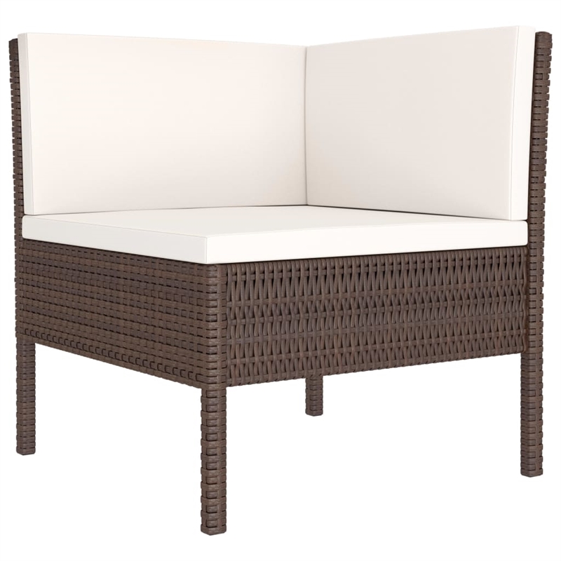 vidaXL 6 Piece Poly Rattan Garden Furniture Set in White/Brown/Cream