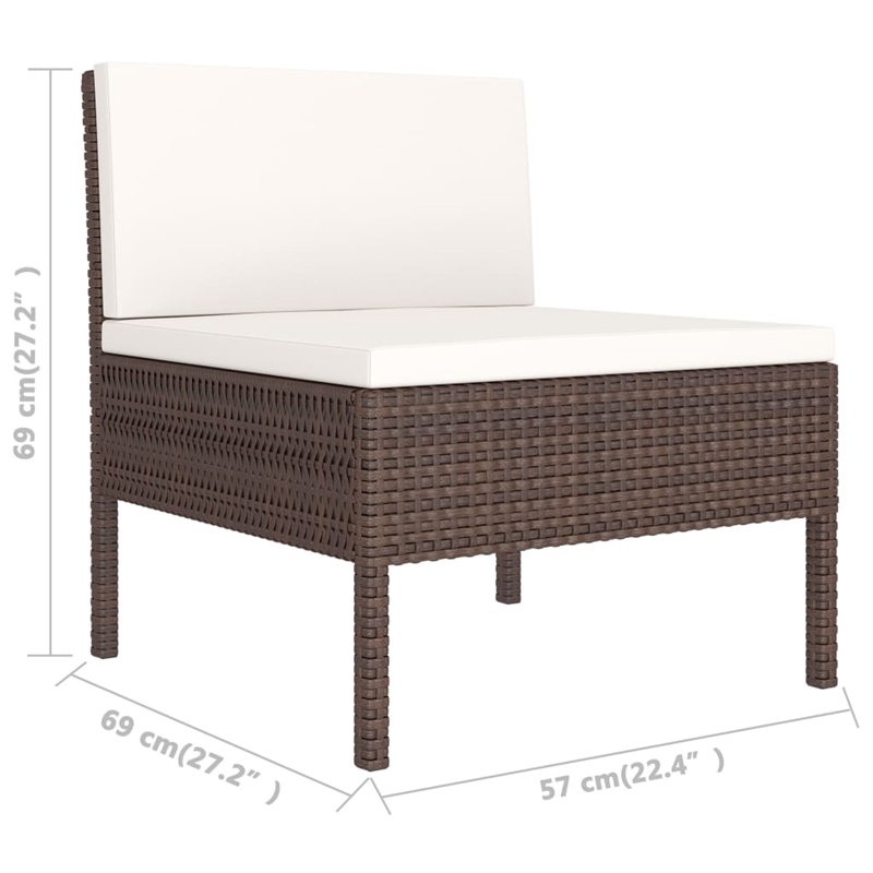 vidaXL 6 Piece Poly Rattan Garden Furniture Set in White/Brown/Cream