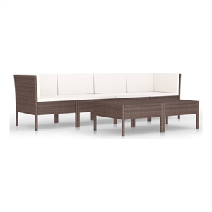 vidaXL 6 Piece Poly Rattan Garden Furniture Set in White/Brown/Cream