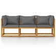 vidaXL Solid Acacia Wood Sofa in Gray/Natural