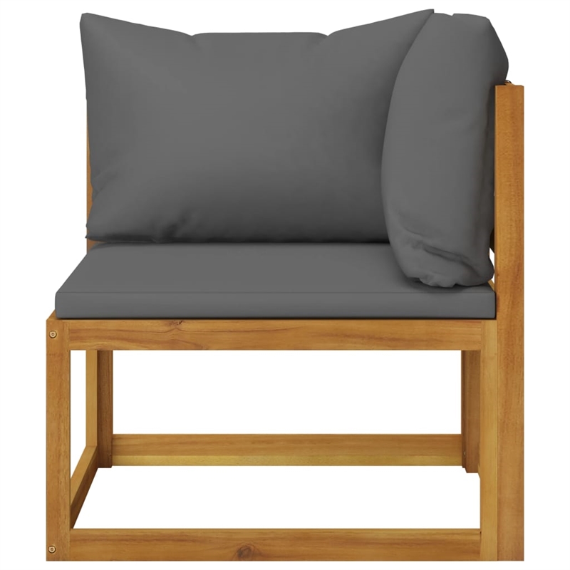 vidaXL Solid Acacia Wood Sofa in Gray/Natural