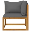 vidaXL Solid Acacia Wood Sofa in Gray/Natural