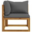 vidaXL Solid Acacia Wood Sofa in Gray/Natural