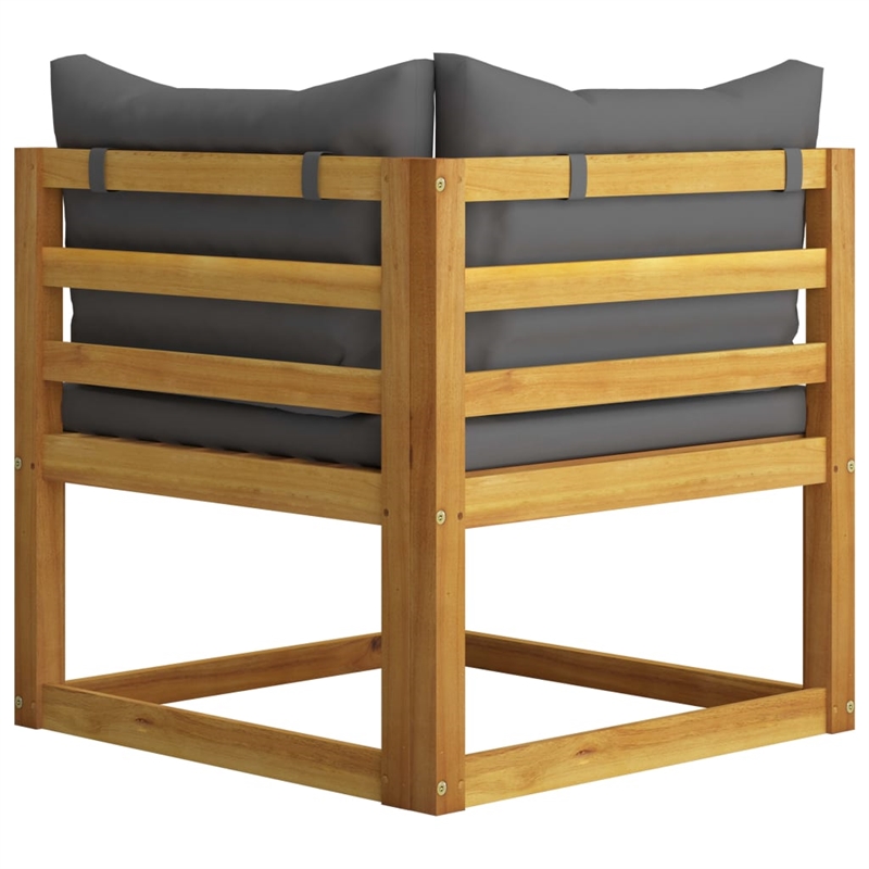 vidaXL Solid Acacia Wood Sofa in Gray/Natural