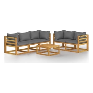 vidaXL 6 Piece Solid Acacia Wood Large Garden Lounge Set in Gray