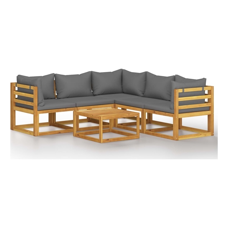 vidaXL Solid Acacia Wood Garden Lounge Set in Gray