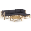vidaXL 5 Piece Bamboo Medium Garden Lounge Set in Gray