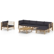 vidaXL 7 Piece Bamboo Small Garden Lounge Set in Gray/Natural
