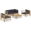 vidaXL 5 Piece Bamboo Garden Lounge Set in Gray