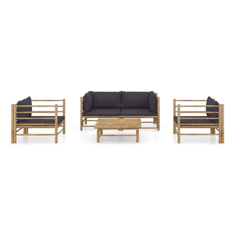 vidaXL 5 Piece Bamboo Garden Lounge Set in Gray