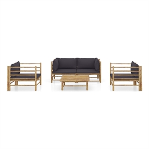 vidaXL 5 Piece Bamboo Garden Lounge Set in Gray