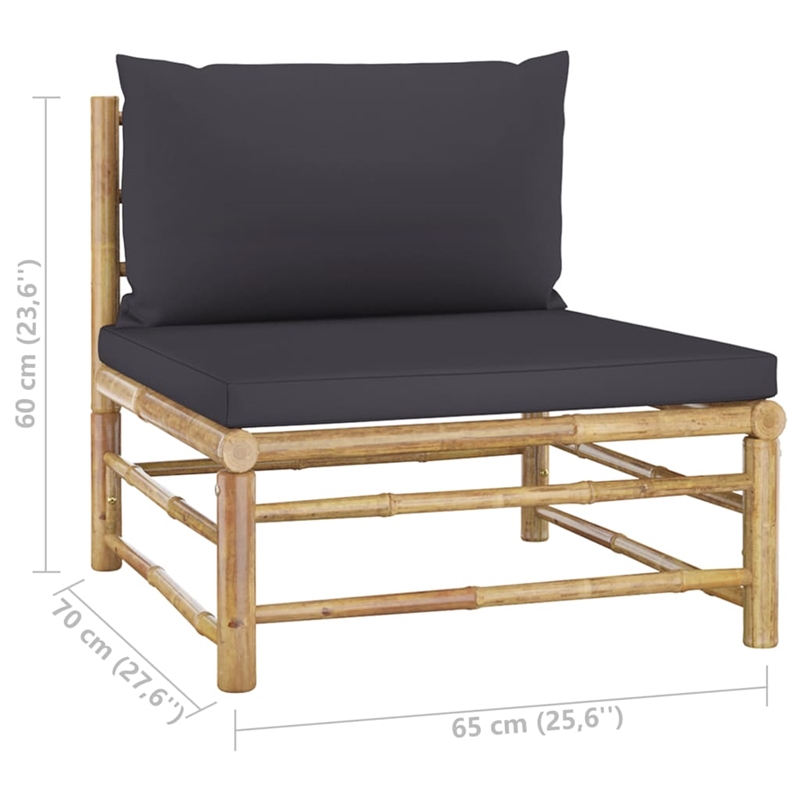 vidaXL 6 Piece Bamboo Large Garden Lounge Set in Gray