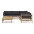 vidaXL 6 Piece Bamboo Large Garden Lounge Set in Gray