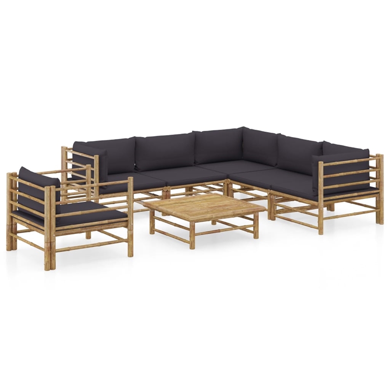 vidaXL 7 Piece Bamboo Garden Lounge Set in Gray