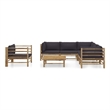 vidaXL 7 Piece Bamboo Garden Lounge Set in Gray