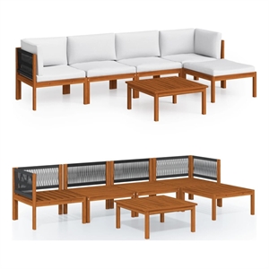 vidaXL 6 Piece Solid Acacia Wood Medium Garden Lounge Set in Brown/Cream