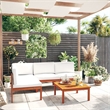 vidaXL Solid Acacia Wood Large Garden Lounge Set in Cream