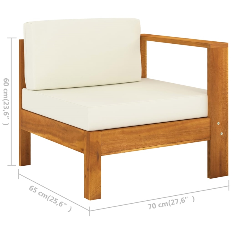 vidaXL Solid Acacia Wood Sofa in White/Cream