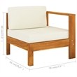 vidaXL Solid Acacia Wood Sofa in White/Cream