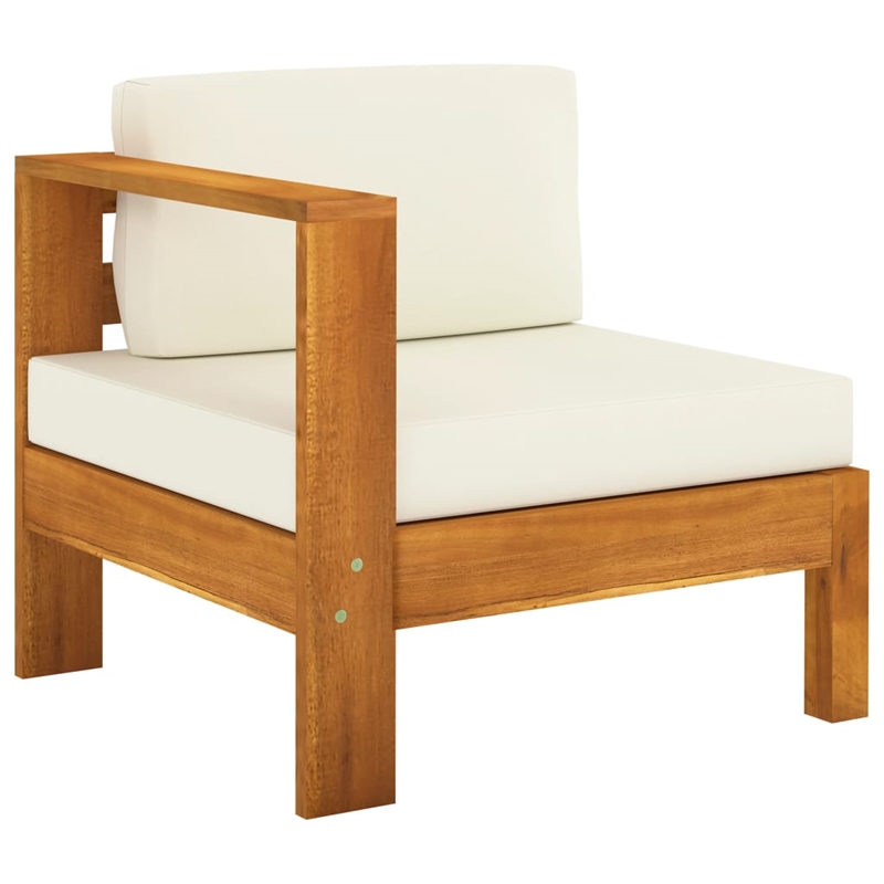 vidaXL Solid Acacia Wood Sofa in White/Cream
