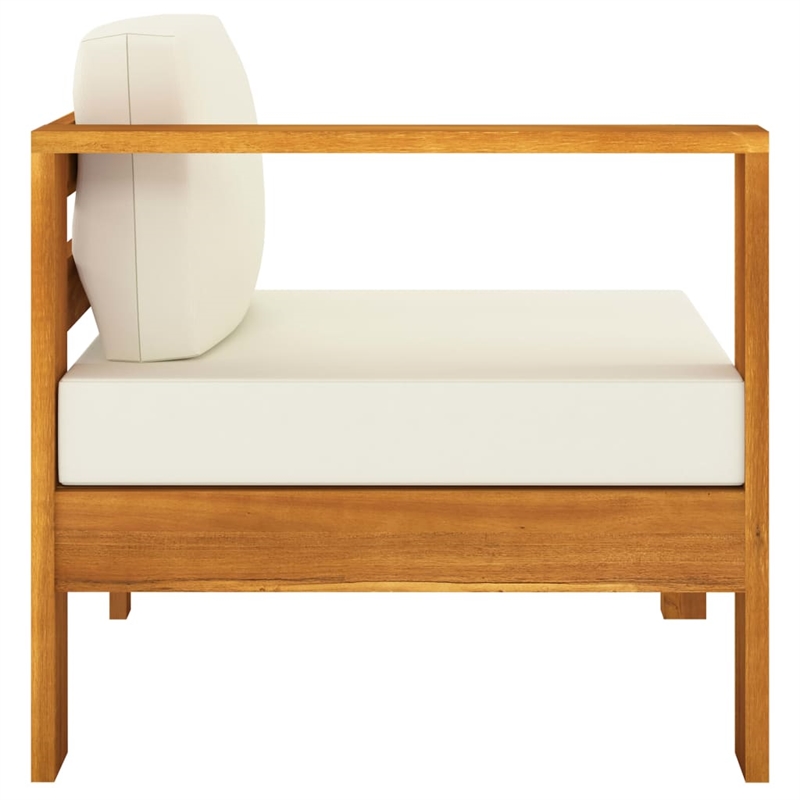 vidaXL Solid Acacia Wood Sofa in White/Cream